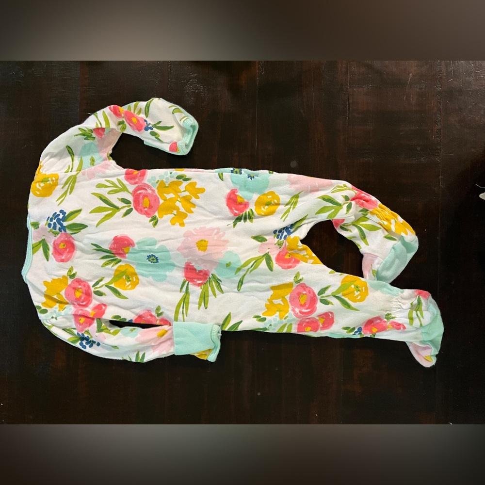 Cloud Island White and Pink Footies One Piece with Easy Zip Closure - Picture 2 of 3